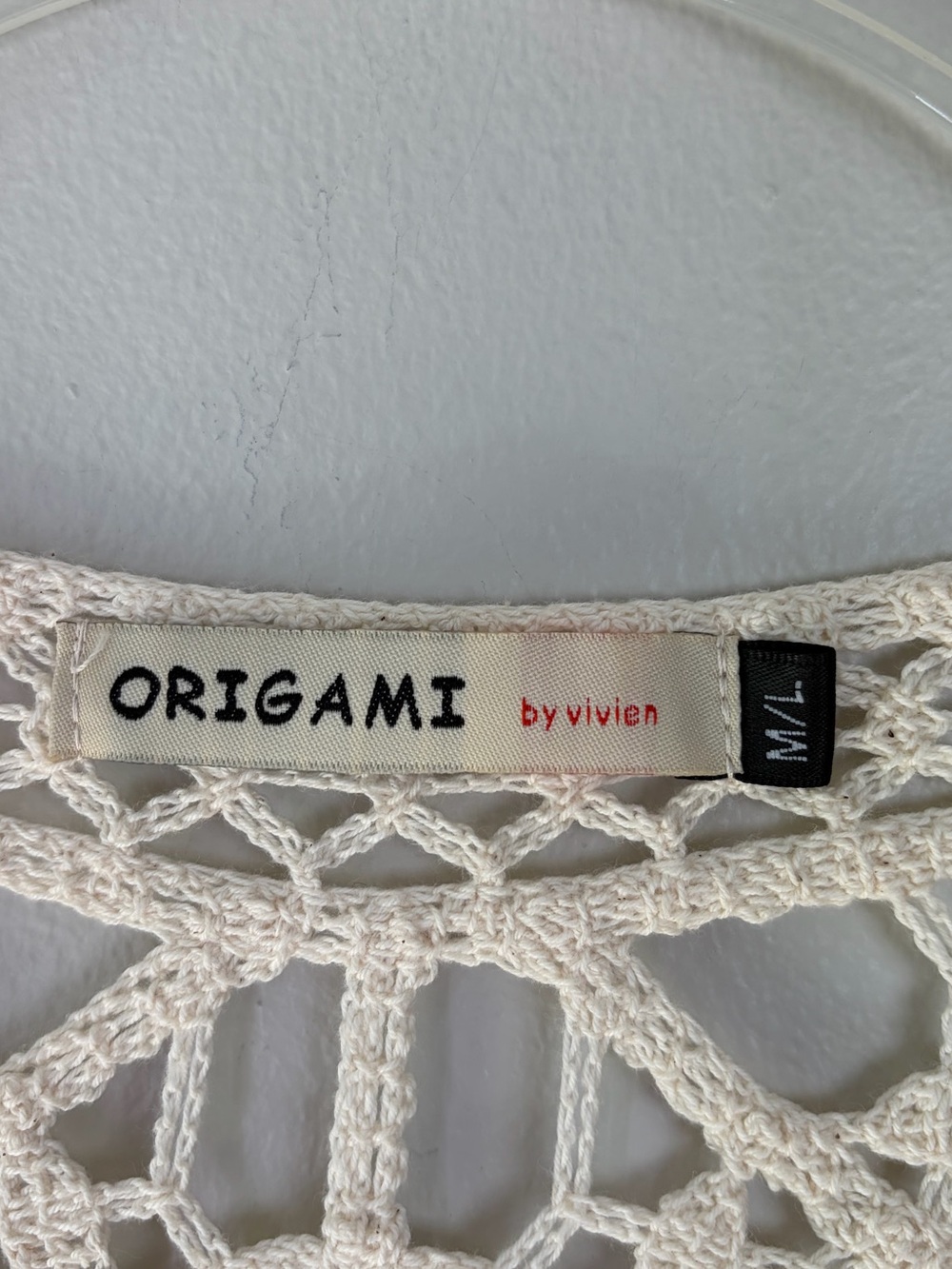 ORIGAMI By Vivian Ivory Cream Crochet Floral Embroidered Kimono Piece Size M/L - Picture 3 of 8